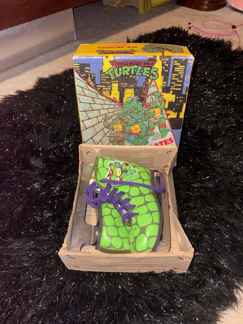 Vintage 1990 Teenage Mutant Ninja Turtles Kids Ice Skates with Original Box 11